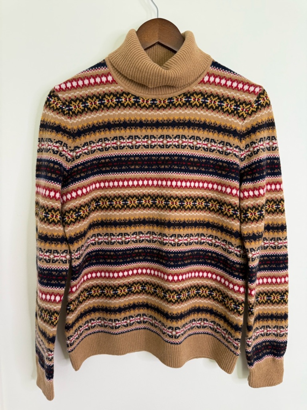 Brooks Brothers Red Fleece Merino Wool Blend Fair Isle Turtleneck Sweater Med